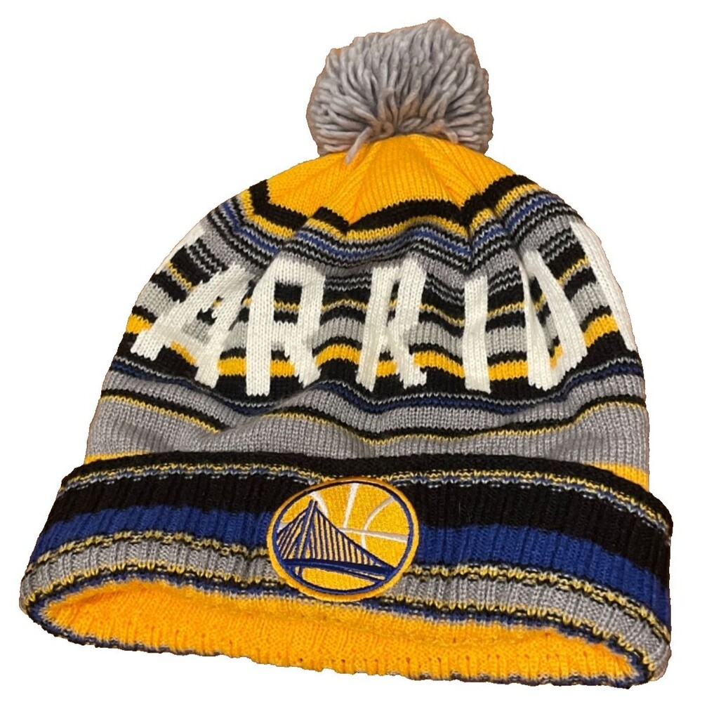 Mitchell & Ness Golden State Warriors Adult PomPom Winter GameDay Hat Beanie SKI